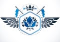 Retro winged vintage Insignia made with vector design elements l Royalty Free Stock Photo