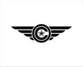 Retro wings badge with letter A . vintage logo vector design element