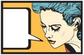 Retro woman comics style background banner