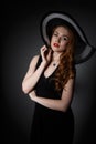 Retro woman in hat vintage fashion portrait Royalty Free Stock Photo