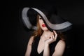 Retro woman in hat vintage fashion portrait. Royalty Free Stock Photo