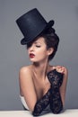 Retro Woman Portrait Cabaret hat