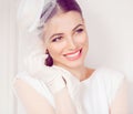 Retro Woman Portrait. Closeup portrait smiling happy young woman Royalty Free Stock Photo