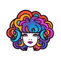 Retro Woman with Rainbow Colored Hair Royalty Free Stock Photo