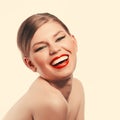 Retro woman with red lips Royalty Free Stock Photo