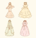 Retro women sketches Vintage collection of retro women Royalty Free Stock Photo