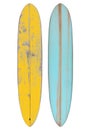 Retro wood longboard surfboard isolated on white with clipping path for object Royalty Free Stock Photo