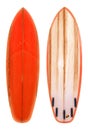 Retro wood shortboard surfboard isolated on white with clipping path for object Royalty Free Stock Photo