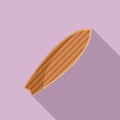 Retro wood surfboard icon, flat style