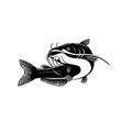 North American Blue Catfish Ictalurus Furcatus Swimming Up Retro Woodcut Black and White Royalty Free Stock Photo