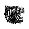 Growling Tiger Woodcut Black and White Royalty Free Stock Photo