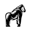 Silverback Gorilla Side View Woodcut