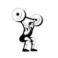 Weightlifter Lifting Barbell Side View Retro Woodcut Black and White Royalty Free Stock Photo
