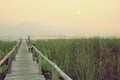 Retro of wooden bridge