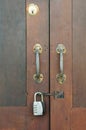 Retro wooden door and anitque lock door Royalty Free Stock Photo