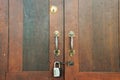 Retro wooden door and anitque lock door Royalty Free Stock Photo