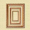 Retro wooden frame on wall Royalty Free Stock Photo