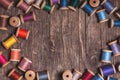 Retro wooden sewing spools