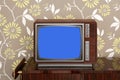 Retro wooden tv on wooden vitage 60s furniture