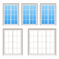 Retro wooden windows vector design illustration isolated on white background