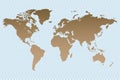 Retro world map on wave stamp background