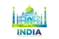 Retro World Wonder of Taj Mahal Palace in India Vector Illustration Royalty Free Stock Photo