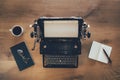 Retro writers desk with typewriter