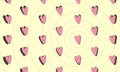 Retro yellow background with hearts and circles Royalty Free Stock Photo