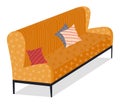 Retro yellow colored sofa. Living room furniture design concept modern home interior element Royalty Free Stock Photo