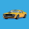 Retro Yellow Muscle Car vector illustration