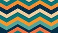 Retro zigzag pattern background with teal orange and beige Royalty Free Stock Photo