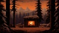 Retroactive 8-bit Juniper Forest Fireplace Animation