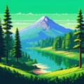 Retroactive nature shot in a style of point and click game pixel art Royalty Free Stock Photo