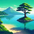 Retroactive nature shot in a style of point and click game pixel art Royalty Free Stock Photo