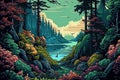 Retroactive nature shot style 1990s point click 16bit game pixel art Royalty Free Stock Photo