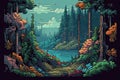 Retroactive nature shot style 1990s point click 16bit game pixel art Royalty Free Stock Photo