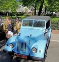 Retrocar of 1950-70s soviet light truck UAZ-69(GAZ-69) with top