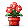 Retrocore Pixel Flower Pot Icon Illustration With Ps1 Graphics