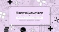 Retrofuturism banner, background with abstract geometric shapes. Futuristic retro minimalist template, vector