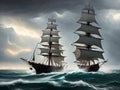 retrofuturism style a majestic old sail ship