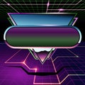 Retrofuturistic chrome and neon banner