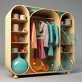 Retrofuturistic Closet With Organic Forms And Eye-catching Details