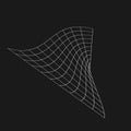 Retrofuturistic cyberpunk perspective distorted grid. Cyber design element. Distorted grid in 80s style. Cyber geometry
