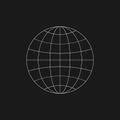 Retrofuturistic planet icon. Cyberpunk geometry of planet. Digital retro circle shape. Design element for poster, cover