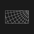 Retrofuturistic polar grid in the rectangle frame. Cyber retro design element. Grid in cyberpunk 80s style. Perspective