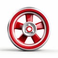 Retrofuturistic Red Silver Ambulance Wheel Design - Isolated On White