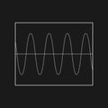 Retrofuturistic sinusoid signal in the rectangle frame. Cyber retro design element. Sinusoid in cyberpunk 80s style