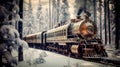 Retrofuturistic Steampunk Train Amid Siberian Frozen Forest - generative ai