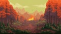 Retrograde 8-bit Pixel Art Forest Of Fire