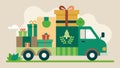 A retroinspired gift wrapping truck offering ecoconscious options like recycled paper bows soybased ink stamps and